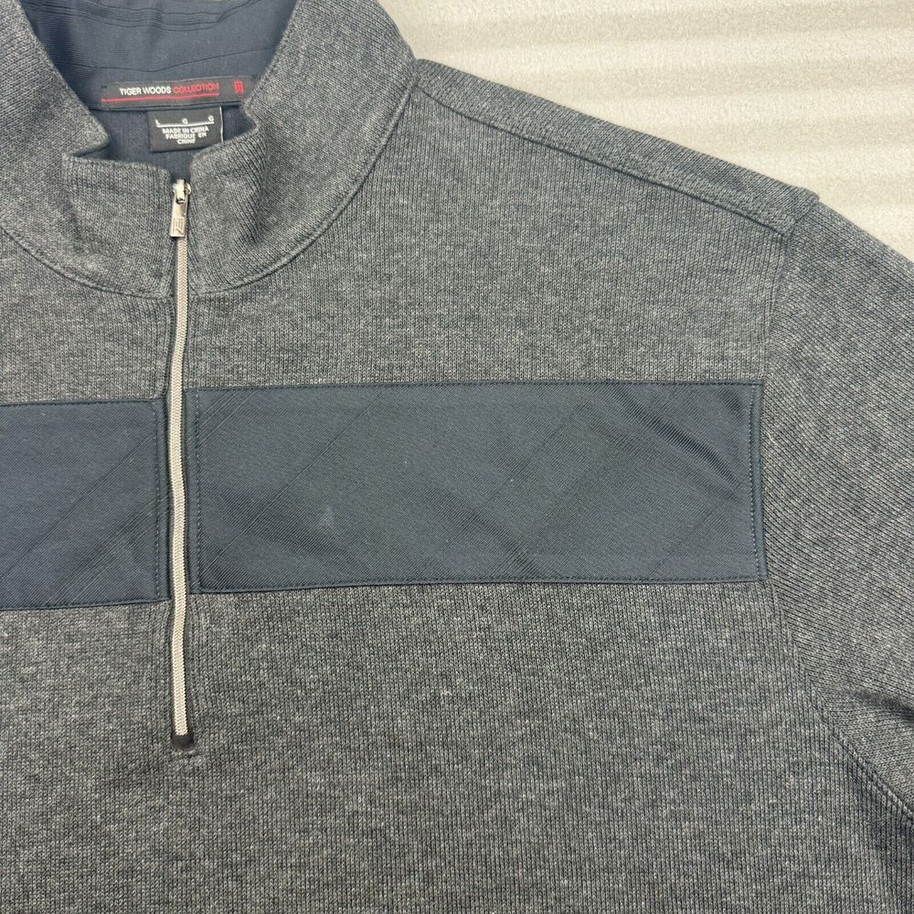 Nike Sweater Men L Gray Tiger Woods Collection Mock Neck 1/4 Zip Golf Pullover - Picture 4 of 10